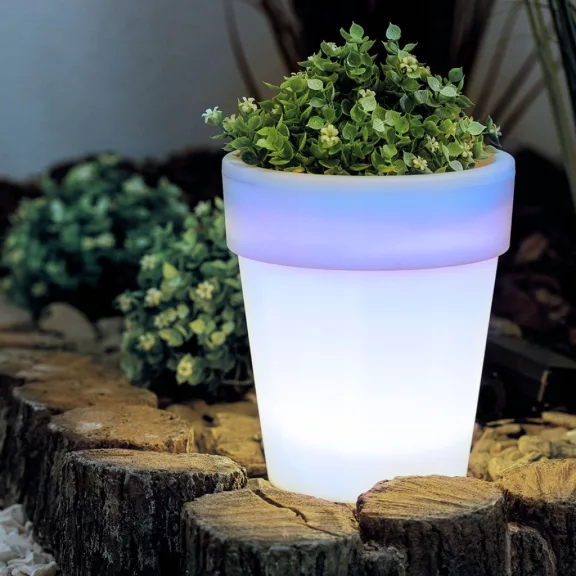 Szolár virágcserép - 4 hidegfehér LED - 16,5 x 19 cm Szolár virágcserép - 4 hidegfehér LED - 16,5 x 19 cm