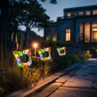 Leszúrható szolár pillangó - sárga - 13 x 6,5 x 35 cm - melegfehér + színes LED