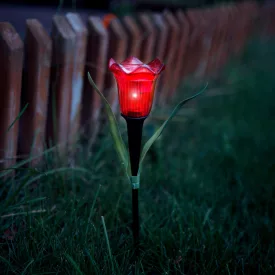   LED-es szolár tulipánlámpa - sárga / piros / rózsaszín - 31 cm 