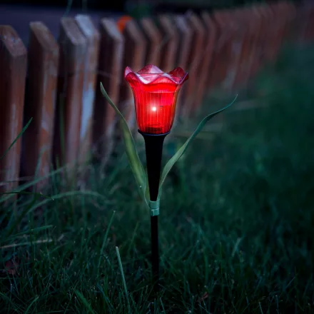 LED-es szolár tulipánlámpa - sárga / piros / rózsaszín - 31 cm 