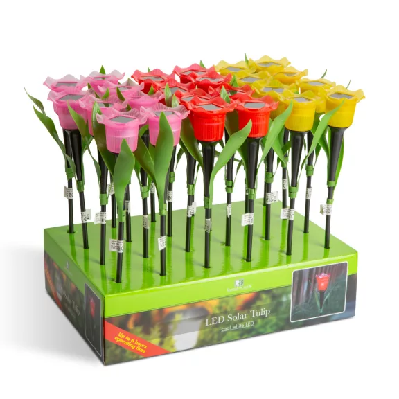 LED-es szolár tulipánlámpa - sárga / piros / rózsaszín - 31 cm LED-es szolár tulipánlámpa - sárga / piros / rózsaszín - 31 cm