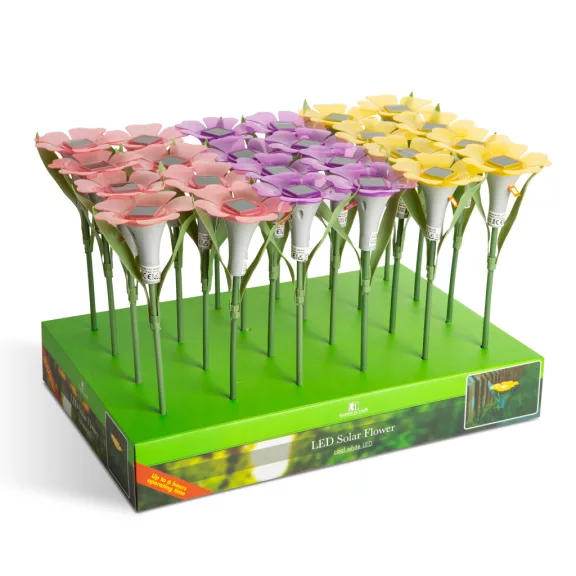 Leszúrható szolár virág - 3 szín - 30 x 10 cm - fehér LED Leszúrható szolár virág - 3 szín - 30 x 10 cm - fehér LED