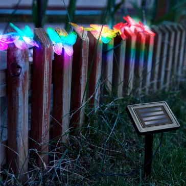   LED szolár fényfüzér - pillangó - 2,9 m - 10 színes LED