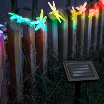   LED szolár fényfüzér - szitakötő - 2,9 m - 10 színes LED