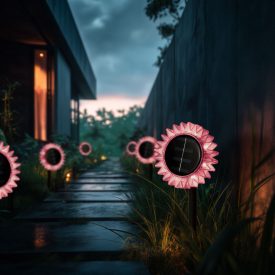   Szolár napraforgó - rózsaszín - leszúrható / felakasztható - 13 x 6,5 x 35 cm