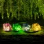 Leszúrható szolár lámpa - kavics forma - színes - 140 x 120 x 120 mm - melegfehér LED