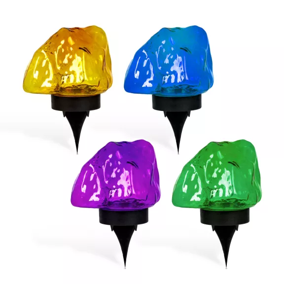 Leszúrható szolár lámpa - kavics forma - színes - 140 x 120 x 120 mm - melegfehér LED Leszúrható szolár lámpa - kavics forma - színes - 140 x 120 x 120 mm - melegfehér LED