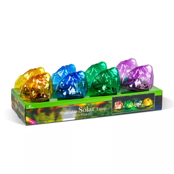 Leszúrható szolár lámpa - kavics forma - színes - 140 x 120 x 120 mm - melegfehér LED Leszúrható szolár lámpa - kavics forma - színes - 140 x 120 x 120 mm - melegfehér LED