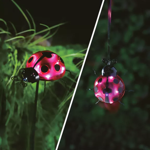 Szolár lámpa - katicabogár - leszúrható / csipeszes - piros - 15 x 7 x 16 cm - 6 LED Szolár lámpa - katicabogár - leszúrható / csipeszes - piros - 15 x 7 x 16 cm - 6 LED