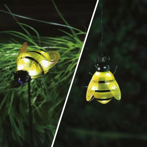 Szolár lámpa - méhecske - leszúrható / csipeszes - sárga - 15 x 7 x 16 cm - 6 LED Szolár lámpa - méhecske - leszúrható / csipeszes - sárga - 15 x 7 x 16 cm - 6 LED