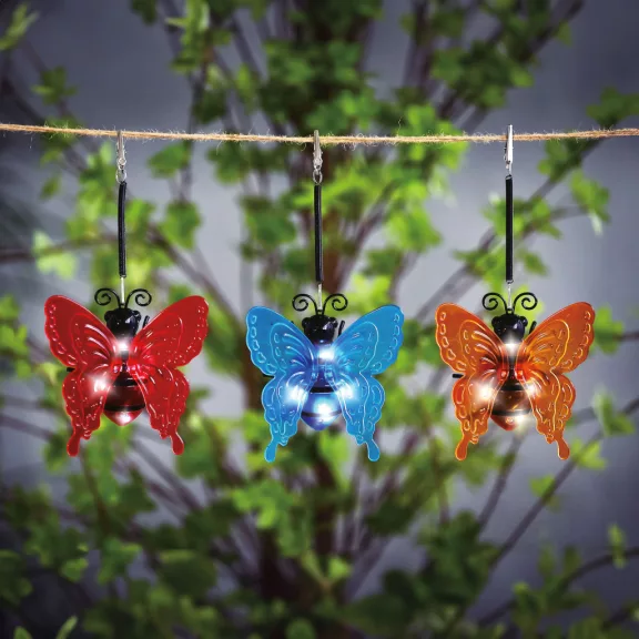 Szolár lámpa - leszúrható / függeszthető - pillangó - többféle - 12 x 6 x 21,5 cm - 4 LED Szolár lámpa - leszúrható / függeszthető - pillangó - többféle - 12 x 6 x 21,5 cm - 4 LED