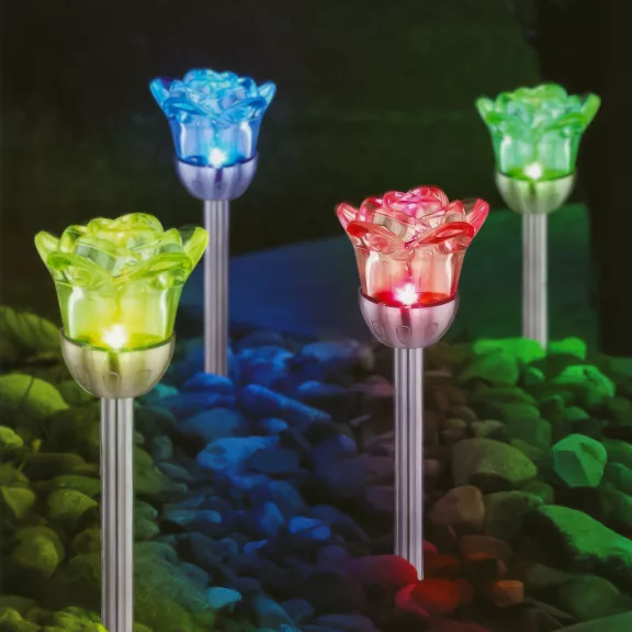 Szolár lámpa - leszúrható - rózsa - 1 RGB LED - 8 x 36,5 cm Szolár lámpa - leszúrható - rózsa - 1 RGB LED - 8 x 36,5 cm