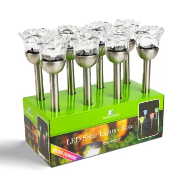   Szolár lámpa - leszúrható - rózsa - 1 RGB LED - 8 x 36,5 cm