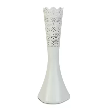 Váza - lézervágott - fehér - 40 cm