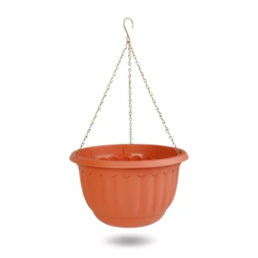   Műanyag függesztett cserép lánccal -  terrakotta - 30 x 18 cm