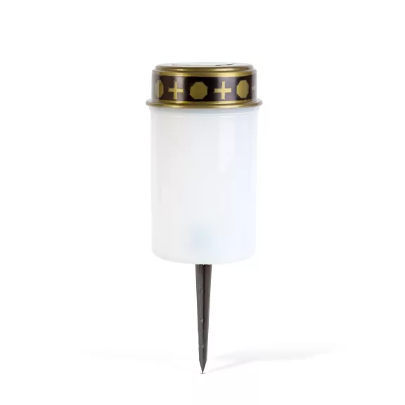 Leszúrható szolár mécses - pislákoló melegfehér LED - 7,3 x 20,5 cm - piros / fehér Leszúrható szolár mécses - pislákoló melegfehér LED - 7,3 x 20,5 cm - piros / fehér