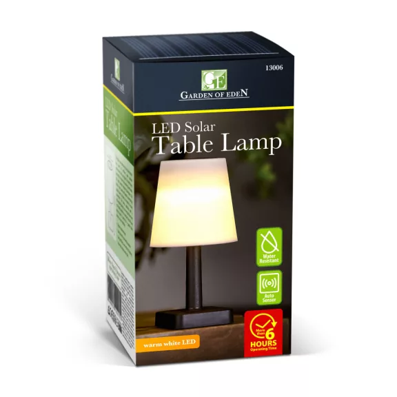 Szolár asztali lámpa - fehér - melegfehér LED - műanyag - 23 x 12 cm Szolár asztali lámpa - fehér - melegfehér LED - műanyag - 23 x 12 cm