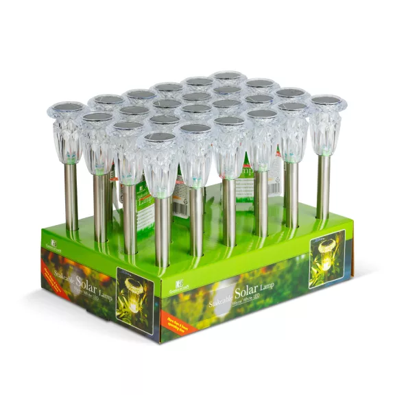 Leszúrható szolár lámpa - 1 x melegfehér - króm - 6 x 38,5 cm Leszúrható szolár lámpa - 1 x melegfehér - króm - 6 x 38,5 cm