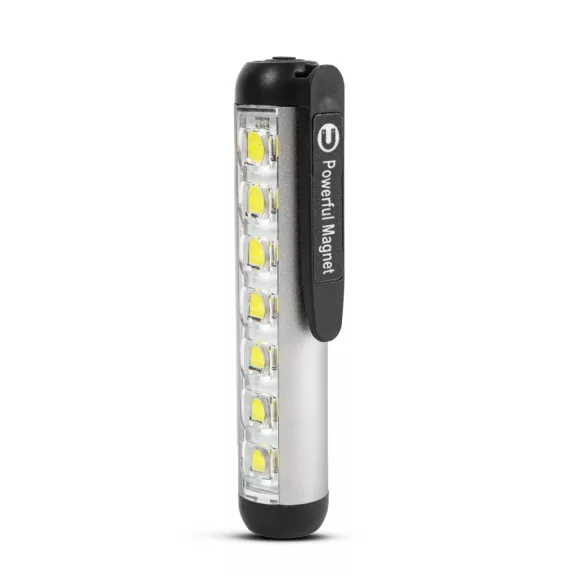 LED-es zseblámpa - munkalámpa móddal - 400 mAh akkumulátor - XPE + SMD LED - 500 lm - IP55 - ezüst LED-es zseblámpa - munkalámpa móddal - 400 mAh akkumulátor - XPE + SMD LED - 500 lm - IP55 - ezüst