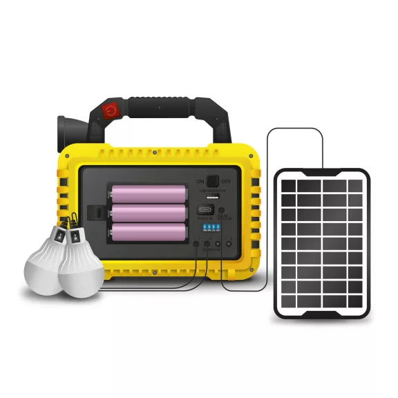 Multifunkciós kézi lámpa - szolár panel, USB-C - 6 világítási mód, 8 LED, 3600 mAh - 800 lumen Multifunkciós kézi lámpa - szolár panel, USB-C - 6 világítási mód, 8 LED, 3600 mAh - 800 lumen