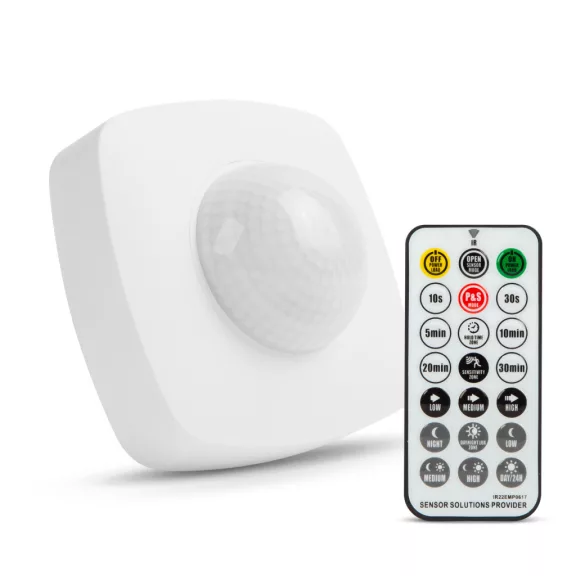 Mozgásérzékelő távirányítóval - 360° - max 10 m - max 2000W - IP65 Mozgásérzékelő távirányítóval - 360° - max 10 m - max 2000W - IP65