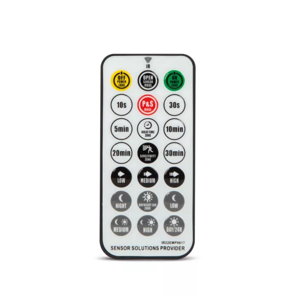 Mozgásérzékelő távirányítóval - 360° - max 10 m - max 2000W - IP65 Mozgásérzékelő távirányítóval - 360° - max 10 m - max 2000W - IP65