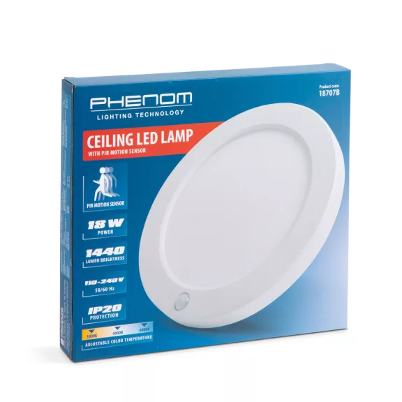 Mennyezeti LED Lámpa mozgásérzékelővel - 18W - 1440 lm - 110-240V - IP20 Mennyezeti LED Lámpa mozgásérzékelővel - 18W - 1440 lm - 110-240V - IP20