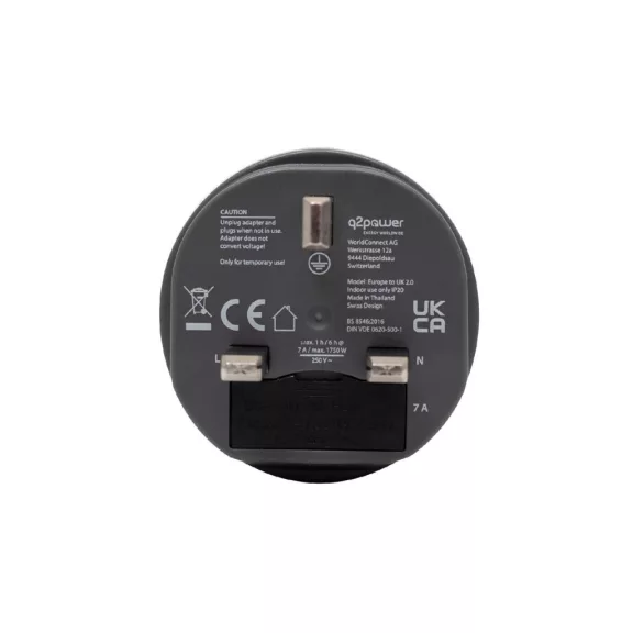 Q2POWER 1.200100-TH utazóadapter, Europe to UK, bemeneti feszültség: 100-250 V, 7 A, teljesítmény:100V-700W/250V-1750W Q2POWER 1.200100-TH utazóadapter, Europe to UK, bemeneti feszültség: 100-250 V, 7 A, teljesítmény:100V-700W/250V-1750W