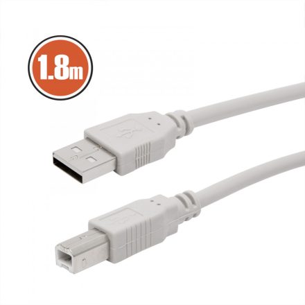 USB kábel 2.0 A dugó - B dugó   1,8 m kábel nyomtatók és scannerek csatlakoztatására