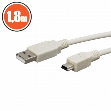 USB kábel 2.0 A dugó - B dugó (mini)   1,8 m kábel