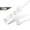 Elosztó 3-as - 3 x 1,5 mm² - 1,5 m - 2 x USB-vel