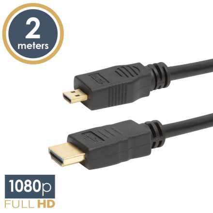 Micro HDMI kábel • 2 m aranyozott csatlakozóval