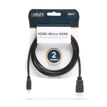 Micro HDMI kábel • 2 m aranyozott csatlakozóval