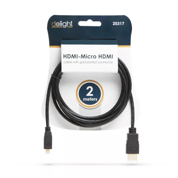 Micro HDMI kábel • 2 m aranyozott csatlakozóval