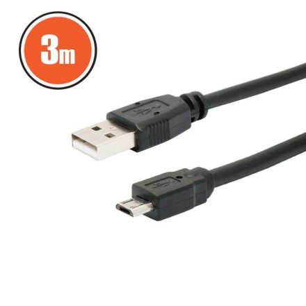USB kábel 2.0  A dugó - B dugó (micro) 3m