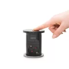 Motoros rejtett elosztó - fekete 3 x 250 V + USB-A, Type-C