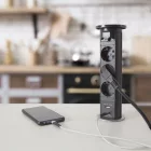 Motoros rejtett elosztó - fekete 3 x 250 V + USB-A, Type-C