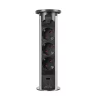 Motoros rejtett elosztó - ezüst 3 x 250 V + 2 x USB