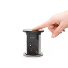 Motoros rejtett elosztó - ezüst 3 x 250 V + 2 x USB