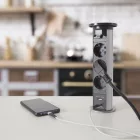 Motoros rejtett elosztó - ezüst 3 x 250 V + 2 x USB