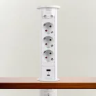 Motoros rejtett elosztó - fehér 3 x 250 V + 2 x USB