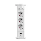 Motoros rejtett elosztó - fehér 3 x 250 V + 2 x USB