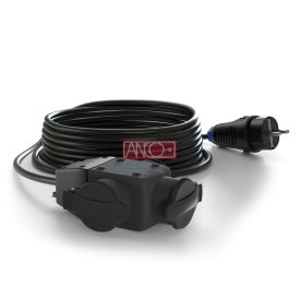 Hosszabbító gumi kábel 20m +elosztó