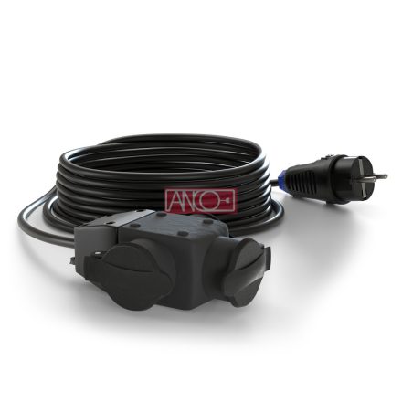 Hosszabbító gumi kábel 20m +elosztó