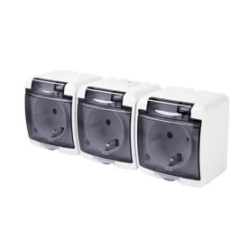   GAO 22131 3 férőhelyes földelt aljzat, kültéri IP44 kivitel, 230 V~ / 50 Hz / 16 A, fehér-füst