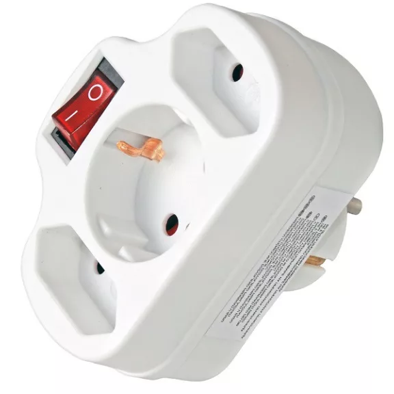 Adapter 2 + 1 kapcsolóval, fehér Adapter 2 + 1 kapcsolóval, fehér