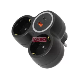 2-es elosztó dugalj, USB A+C