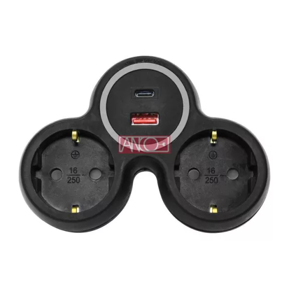 2-es elosztó dugalj, USB A+C 2-es elosztó dugalj, USB A+C
