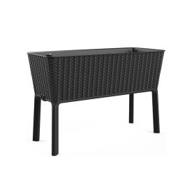   Splendor megemelt műanyag kerti virágláda 120l fonott rattan