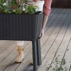 Splendor megemelt műanyag kerti virágláda 120l fonott rattan